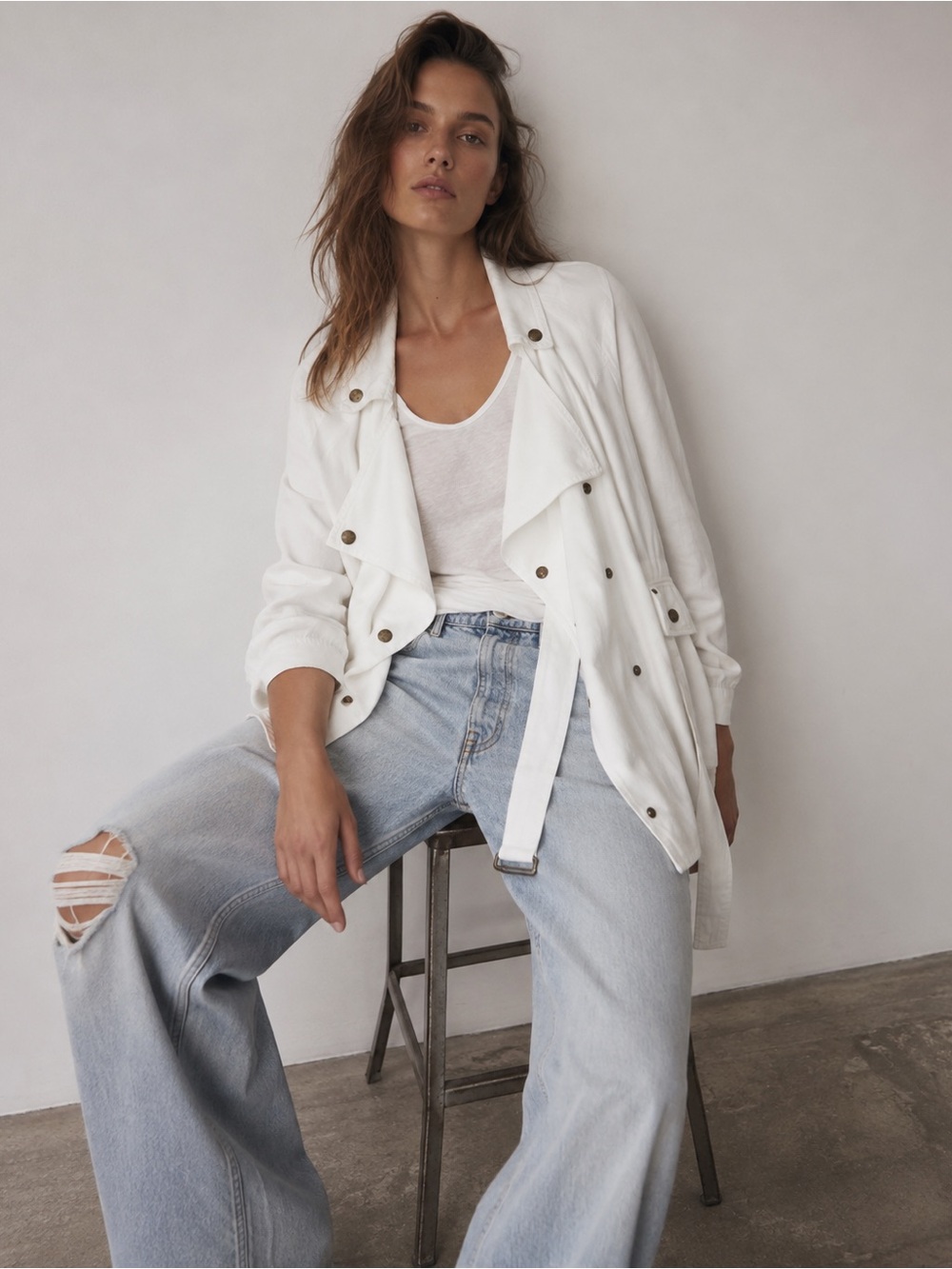 NWT current/elliott the infantry jacket dirty white
